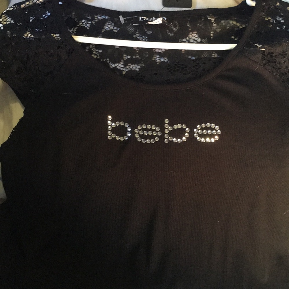 BEBE supersoft Dress with lace shoulders and back